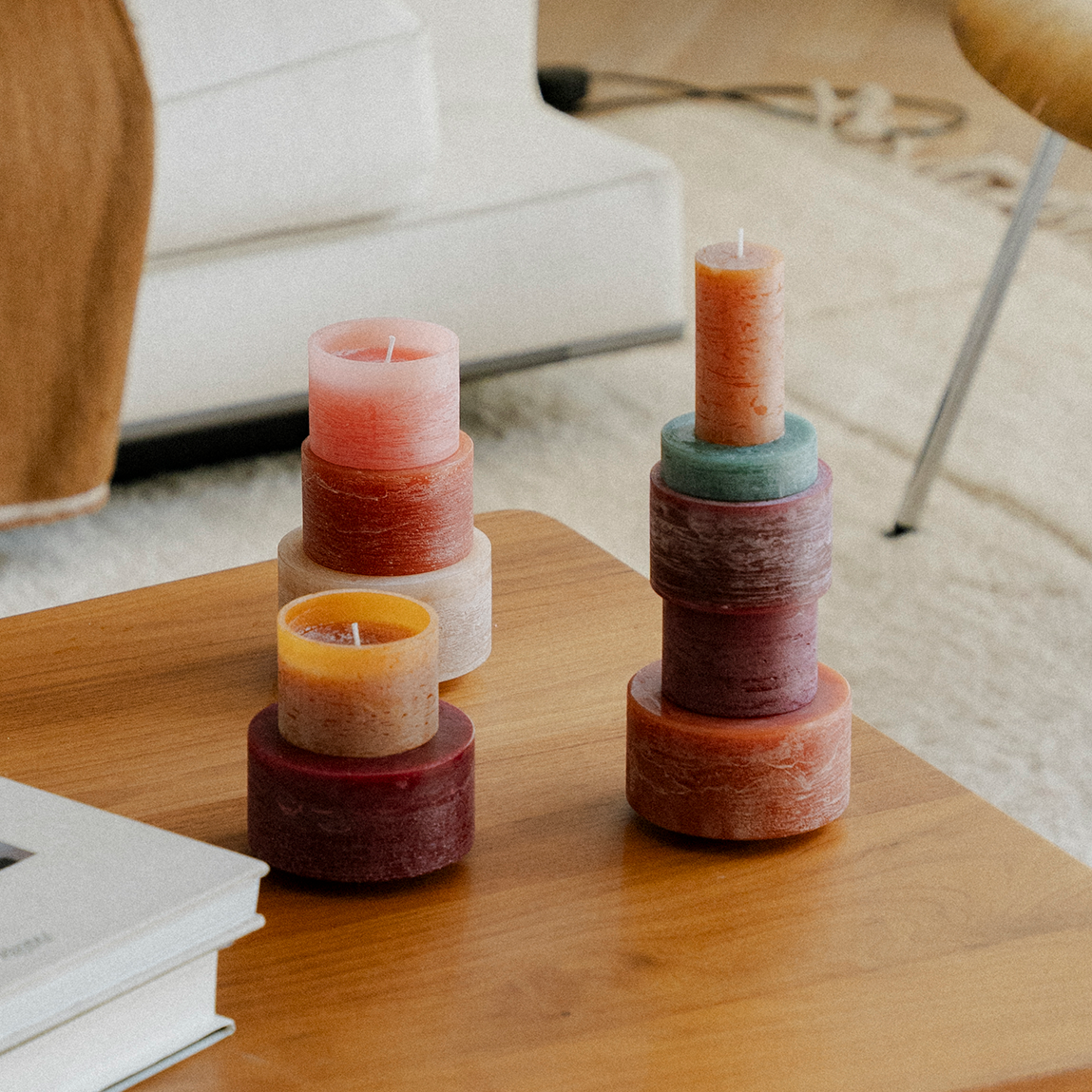 MODULES TABLE SET Curated candles Warm Colors