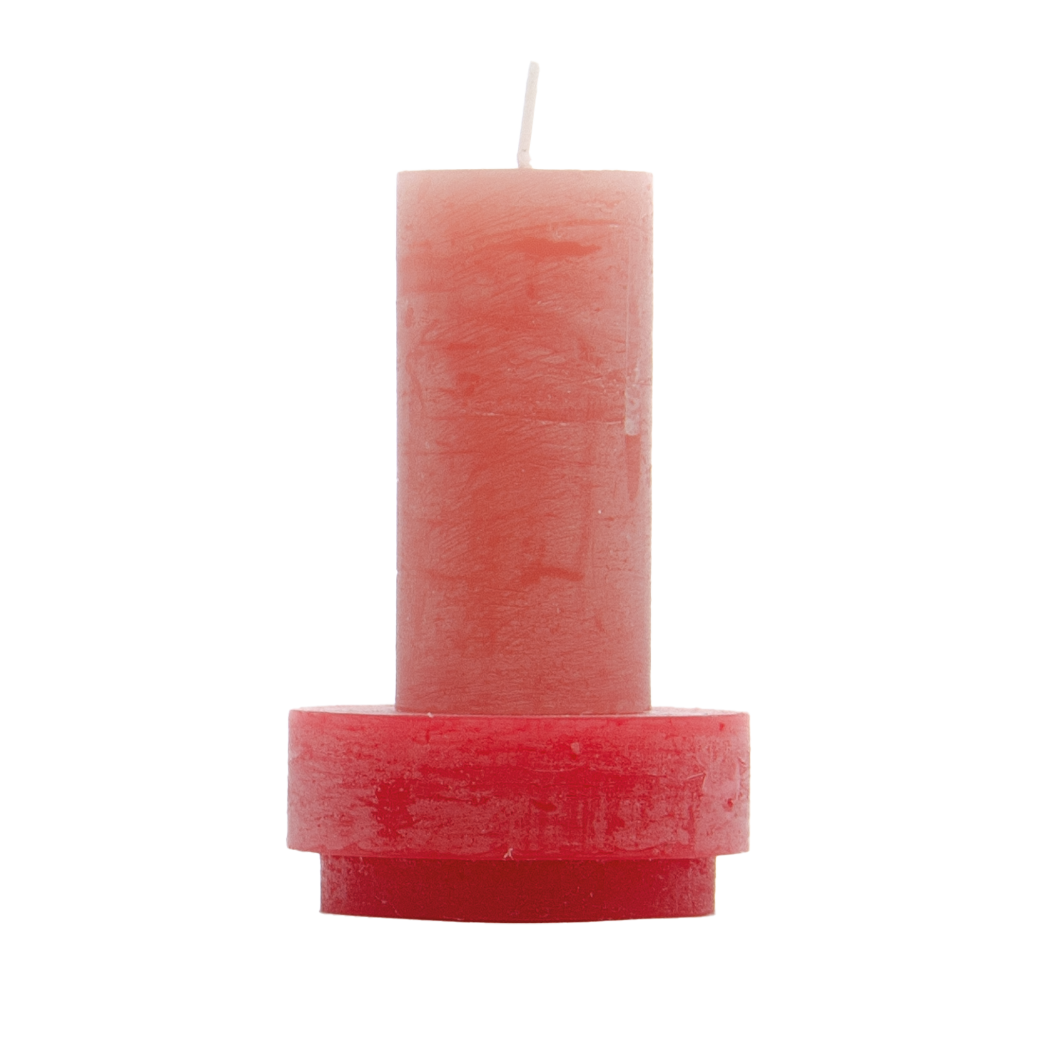 Roze kaars met rode houder van Stan Editions. Pink candle with red candle holder from Stan Editions. Bougie rose avec bougeoir rouge de Stan Editions 